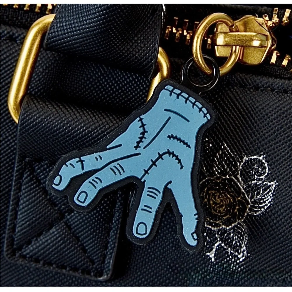 NEW Loungefly WEDNESDAY ADDAMS Typewriter Satchel Crossbody Bag Purse THING Tag - Picture 7 of 7